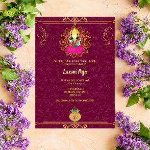Invitación floral de Laxmi Puja Shree