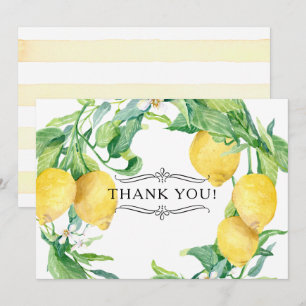 Invitación Floral de limón horizontal Gracias Notas Arte de c
