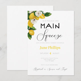 Invitación floral de limón para despedida de solte