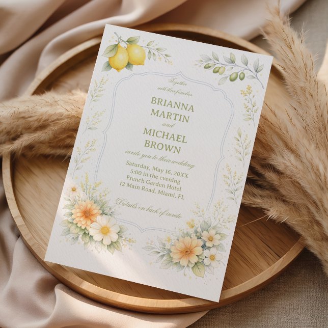 Invitación Floral de Limón Suave Elegante (Subido por el creador)