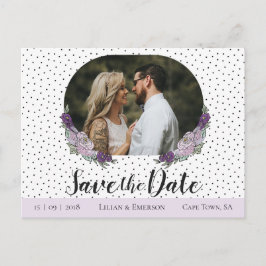 Invitación floral de lirio y lavanda con foto pers
