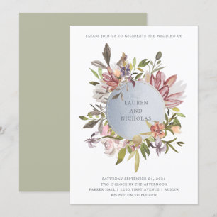 Invitación Floral de lujo en Moss   Boda de acuarela elegante