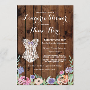 Invitación floral de madera de fiesta nupcial de l