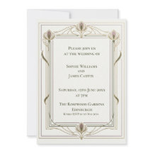 Invitación floral de marfil Art Nouveau