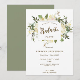 invitación floral de marfil de la fiesta de