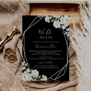 Invitación Floral de marfil moderna de nuevo prometemos renov