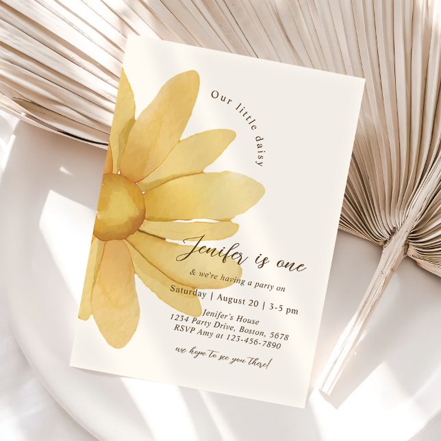 Invitación Floral de margarita amarilla bohemia Fiesta de cum (Subido por el creador)