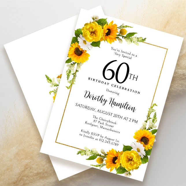 Invitación Floral de margarita blanca de girasol amarillo 60  (Subido por el creador)