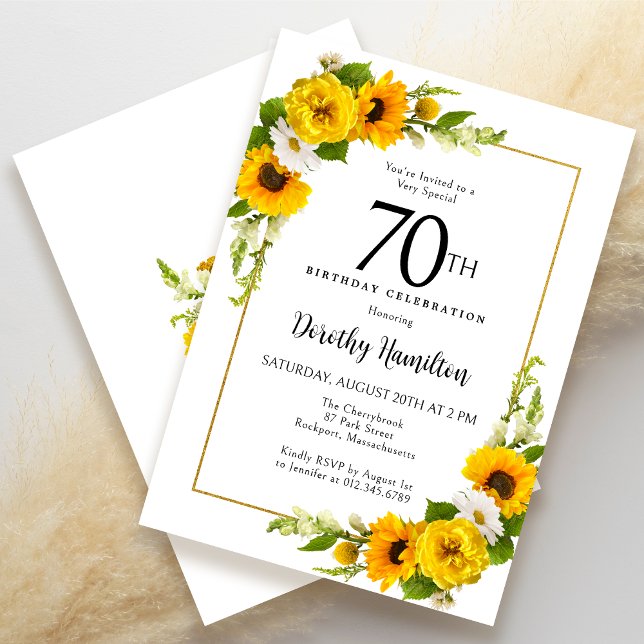 Invitación Floral de margarita blanca de girasol amarillo 70  (Subido por el creador)