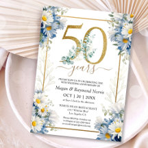 Invitación floral de margarita silvestre para aniv