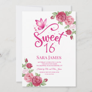 Invitación Floral de Mariposa para Cumpleaños Dulc
