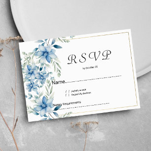 Invitación Floral de menta azul marino botánico RSVP