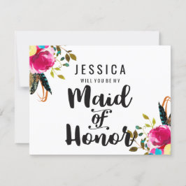 Invitación Floral de Moda boho serás mi empleada de honor