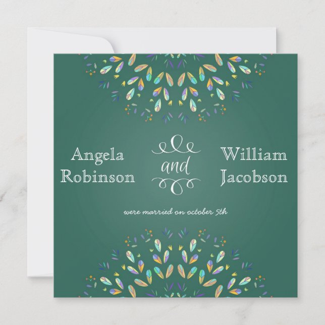 Invitación floral de moda de la boda del poste de (Anverso)