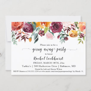 Invitación Floral de Naranja rosa de Rubor borgoñona se va Fi