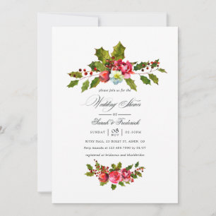 Invitación floral de Navidad para boda con shower 