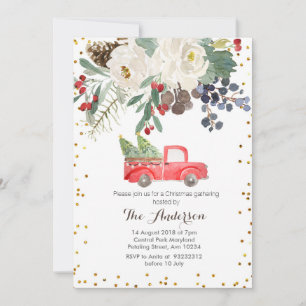 Invitación floral de Navidades de invierno Navidad