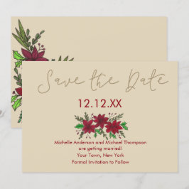 Invitación Floral de Navidades de vacaciones salva la fecha