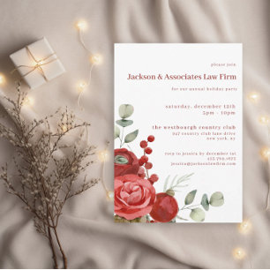 Invitación Floral de Navidades elegantes Fiesta de feriado