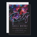 Invitación Floral de neón azul rosado retro 40 cumpleaños<br><div class="desc">Flores rosas y azules retro con luces de neón aportan una vibración al ciberpunk del año 2000 a esta invitación a la fiesta de 40 años. El gran guión de neón Thirty se agrega a la estética. Las flores moradas flotan sobre el tercio superior de la invitación, para enmarcar a...</div>