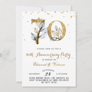 Invitación floral de oro a 70 años