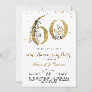 Invitación floral de oro a los 60 años