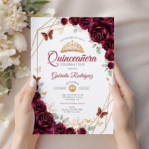Floral de oro de Borgoña Quinceanera