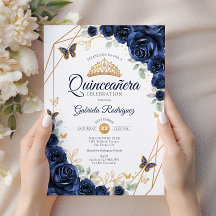 Floral de oro de la marina Quinceanera