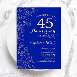 Invitación Floral de oro de zafiro 45 años