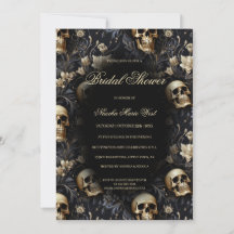 Floral de oro gótico Skulls Moody Bridal Shower