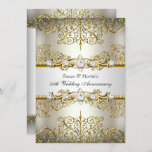 Invitación Floral de oro ligero 50 aniversario Boda<br><div class="desc">Invitación a los 50 años de oro y blanco. Elegante remolino floral y joyas de oro. POR FAVOR,  NOTE todas las imágenes planas! ¡¡NO tienen diamantes de verdad ni joyas!!</div>