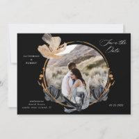 Floral de oro negro exclusiva salva la fecha