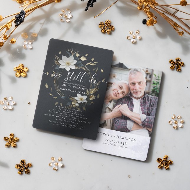 Invitación Floral de oro que aún juramos foto de renovación (Subido por el creador)