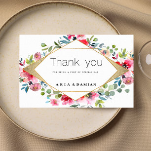 Invitación Floral de oro rojo de menta rosa geométrica Gracia