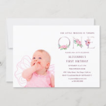 Floral de oro rosa rosado lindo primer cumpleaños 