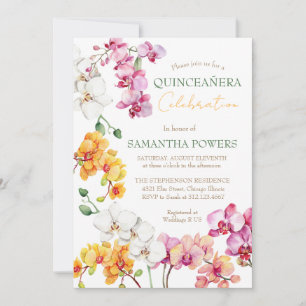 Invitación floral de orquídea para Quinceañera