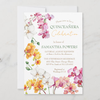 Invitación floral de orquídea para Quinceañera