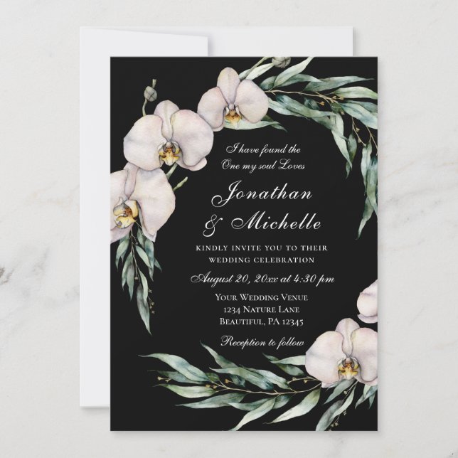 Invitación Floral de orquídeas blancas sobre Boda cristiano n (Anverso)