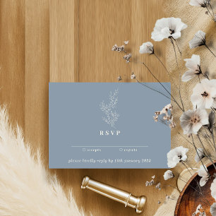 Invitación Floral de otoño azul de moda Responder amablemente
