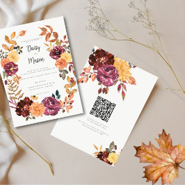 Invitación Floral de otoño con florecimiento de la acuarela B