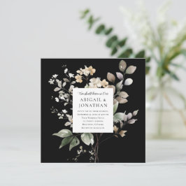 Invitación Floral de otoño elegante sobre Boda cristiano negr
