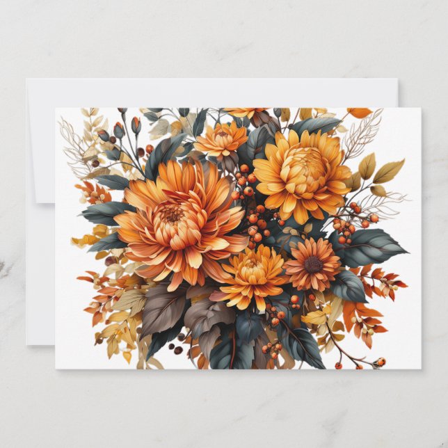 Invitación Floral de otoño espléndida (Anverso)