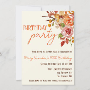 Invitación Floral de otoño, hojas de otoño, pelucas, fiesta d
