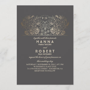 Invitación Floral de país - Boda de oro de romance eterno