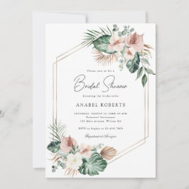 Invitación Floral de palma tropical Rubor ducha de novia geom
