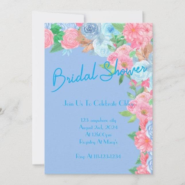 INVITACIÓN FLORAL DE PASTEL DE DUCHA BRIDAL (Anverso)