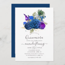 Floral de pavo real de la marina y púrpura Quincea