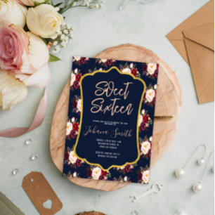 Invitación Floral de peones azules de la Marina de Borgoña 16