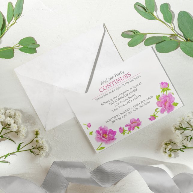 Invitación floral de peonías rosadas plateadas par (Subido por el creador)
