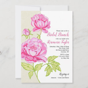 Invitación floral de peonies rosados